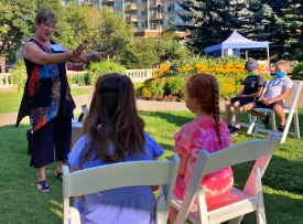 Mary is a TimeSlipsâ„¢ Certified Facilitator and Storyteller Laureate. Here she is telling at Lougheed House National & Provincial Historic Site in Calgary Alberta.